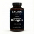 Omega-3 1400mg supplement bottle with 120 softgels, high EPA and DHA, black label