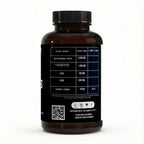 Omega-3 fish oil supplement bottle showing nutrition facts, EPA and DHA content, made in Germany